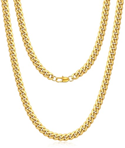 Jewlpire Gold Chain for Men 4mm Cuban Link Chain Necklace for Men 18K Gold Plated Gold Chains Mens Chains Necklaces 18 Inch