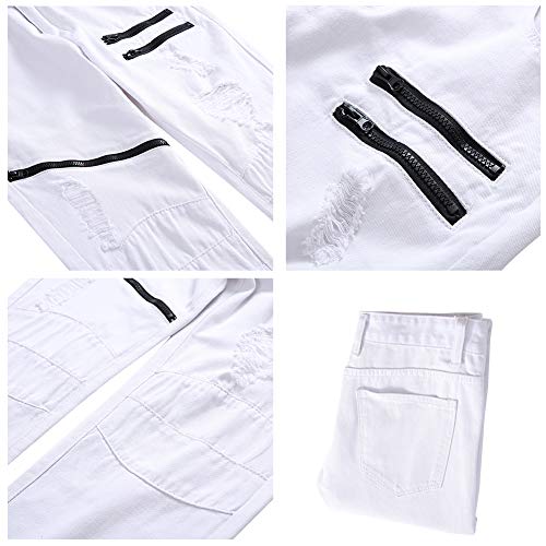 LONGBIDA Men's Ripped Skinny Jeans Stretchy Slim Fit Fashion Holes Denim Pants3