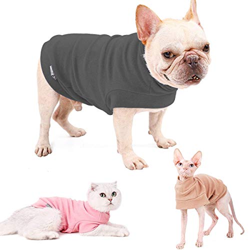 Hund Pullover - weiche und warm T-Shirt Hunde Frühling Kleidung Mantel Katzenpullover für kleine Hunde Katzen Grau L