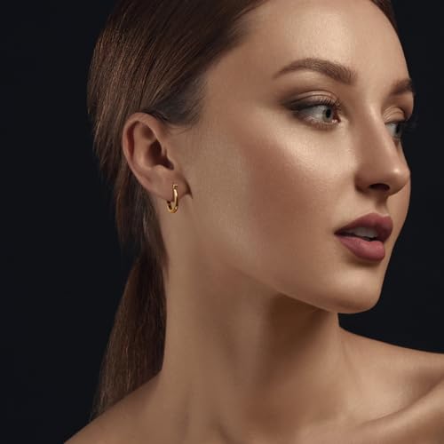 Gold Hoop Earrings 14K Gold Hoop Earrings for Women Earring U-shaped Small Hoops Earring for Women 16/25/30/35mm3