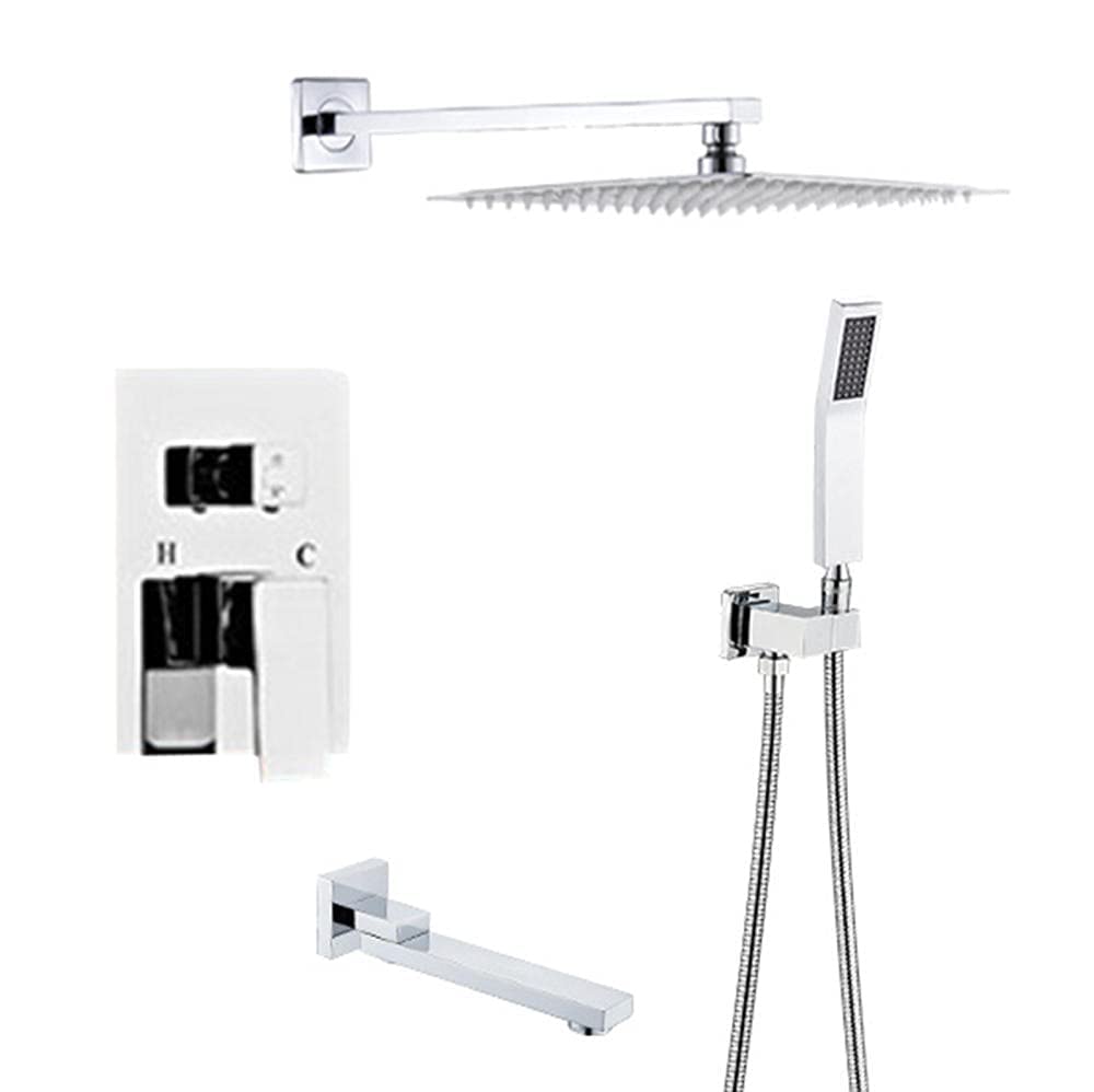 Dwufunkcyjny mikser zestaw prysznicowy kwadratowe deszczownice słuchawki prysznicowe zestaw luksusowy deszczownica prysznic zestaw combo do łazienki-chrom-A_25.4 cm (b 40.6 cm)