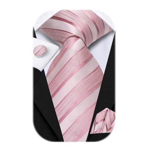 Image of Hi-Tie 70 inches Ties for Men Silk Extra Long Necktie and Pocket Square Cufflinks Set Men Big and Tall Tie Business
