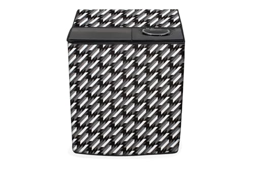Image of Stylista Washing Machine Cover Compatible for Godrej 8 KG Semi-Automatic Top Loading WSEDGECLS805.0PN2MWNRD, Symmetric Pattern Black