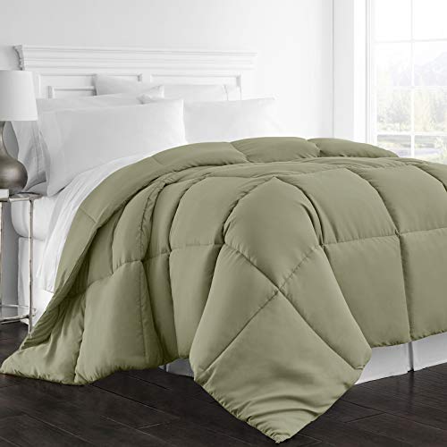 Beckham Hotel Collection Full Queen Size Comforter - 1600 Series Down Alternative Home Bedding & Duvet Insert - Olive