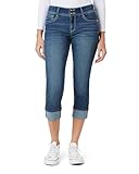 WallFlower Luscious Curvy 23.5” Mid-Rise Bling Cropped Jeans for Women, Insta Stretch Denim Juniors Jeans Standard and Plus - Clarke Wash, 11