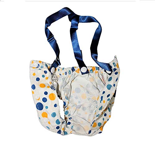 Funnydogclothes Female Dog Diaper With Suspenders Cotton Reusable Washable For Small Dog Breeds (Blue, Small: Waist 10" - 13") #TOP3