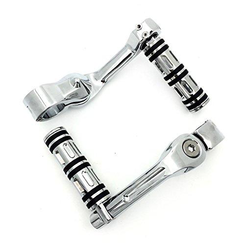 Xkh- Chrome Foot Pegs W/ 5" Long Angled Adjustable Mount Kit Compatible With 1.25" Engine Guard Front Tube (Harley Softail Slim/Ultra Limited/Tri Glide/Wide Glide) [B01M8Gbhx3] #TOP3