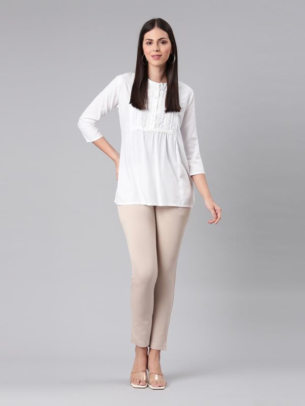 Image of GO COLORS Ponte Smart Kurti Pants Full Length for Women | Breathable, Mid Rise