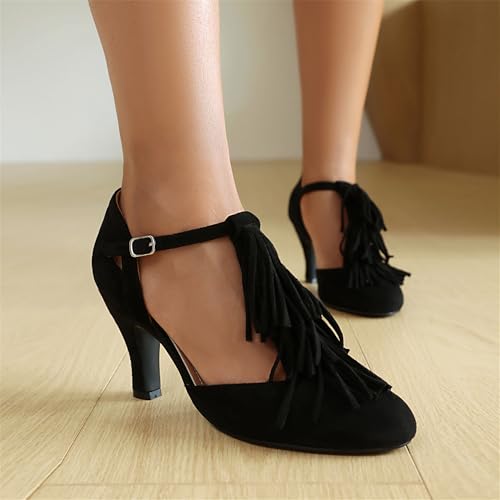 Women's Mary Jane Tassels Rockability Close Round Toe Vintage 1950s Heels 1930s Ankle Straps Retro 1920s Victorian Pumps Shoes3