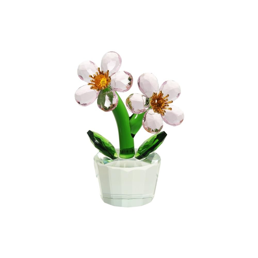 Huffa Twoflowerspink Artificial Sunflower Crystal Ornaments For Desktop Living Room Decor