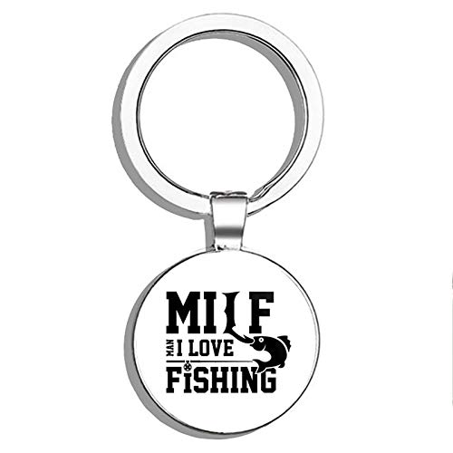 Prs Vinyl Milf Man I Love Fishing Double Sided Stainless Steel Keychain Key Ring Chain Holder Car/Key Finder #TOP9