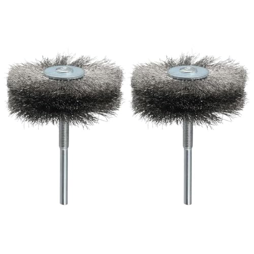 AllGIFT Wheel Brushes,Wire Wheel Brush with Shank Bench,Wire Wheel Brush for Drill, High Carbon Steel Wire Wheel Drill Brush Wheel Brush(2PC)