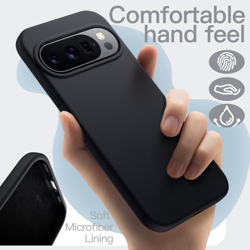 Image of JETech Liquid Silicone Cover Case for Google Pixel 10 Pro XL 2025, Silky Soft Touch Full-Body Protection, Anti-Scratch Shockproof Phone Cover with Microfiber Lining (Obsidian)