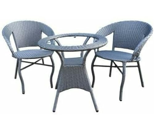 Image of India 2+1 Outdoor Indoor Patio Furniture Sets Rattan Chair Patio Set Conversation Set Bistro Set Chairs Balcony Outdoor Garden Furniture Chair (Silver Color)