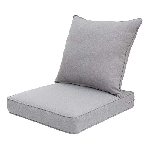 Image of QILLOWAY Outdoor /Indoor Deep Seat Cushions for Patio Furniture, Lawn Chair Cushion 24 x 24 inch,All Weather, Gray,White
