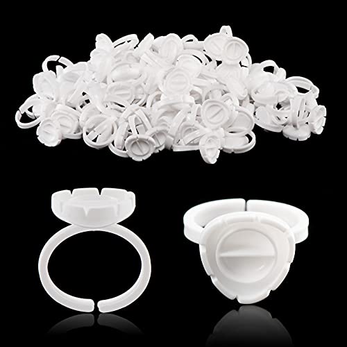 100PCS Glue Ring Glue Cup and 250ROWS Double Sided Lash Tape for Eyelash Extension, Lash Glue Holder Ring, Volume Lashes Blossom Ring Fanning Cups, Make Fan Tape, Easy Fan Lash Extensions Supplies