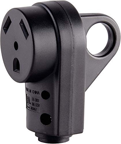 RVGUARD 30AMP Female (TT-30R) Replacement Receptacle, 125V, with Finger Grip (Black)
