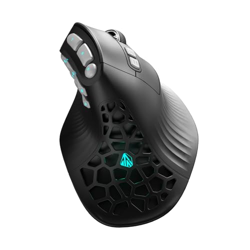 Image of SOLAKAKA E9 PRO Vertical MMO Gaming Mouse with 8K Dongle- 36000 DPI PAW3395 Sensor,8,000Hz Polling Rate,Tri-Mode Ergonomic Wireless Mouse with 10 Side Buttons,RGB Mouse for PC /Mac - Black
