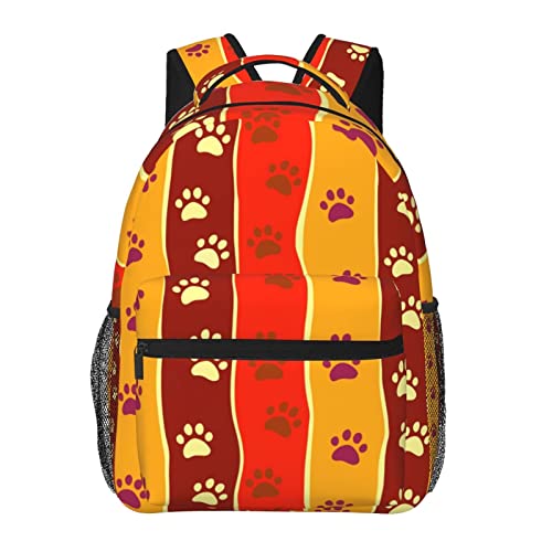 Sac à dos école et ordinateur avec imprimé de pattes de chiens multicolore