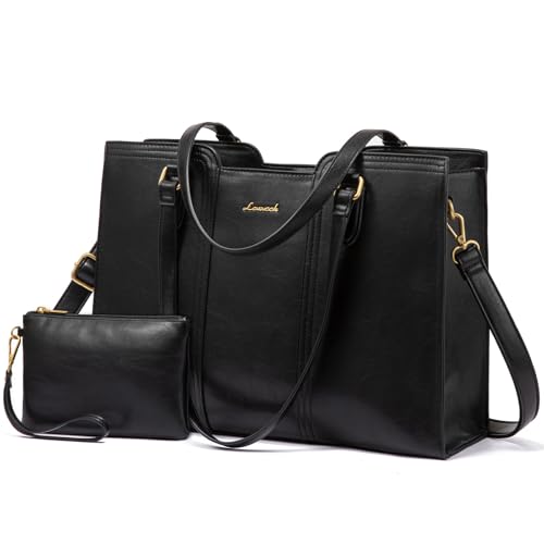 Image of LOVEVOOK Laptop Bag for Women - Waterproof Work Bag for Women & Vintage Laptop Tote Purse with Wristlet