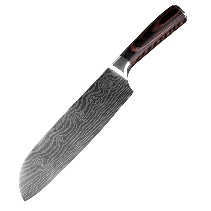 Damascus Japanese Chef Knife - 7 Chopping Knife High Carbon German Stainless Steel - for Home Kitchen Restaurant