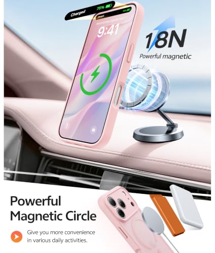 Image of FNTCASE for iPhone 17 Pro Case: [Compatible with Magsafe] Translucent Matte Cases with [Full Camera Protection] [Screen Protector] Military Grade Shockproof Protective Phone Cover - Light Pink