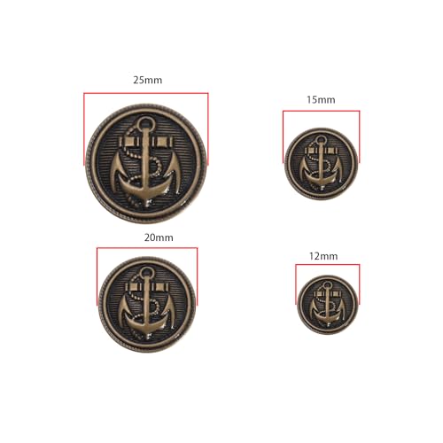 EMSea 40Pcs Metal Blazer Buttons Antique Suits Button Set Alloy Shank Buttons Vintage Buttons Kit Clothing Accessories for Coats Uniforms Jackets Brown - Image 4