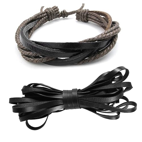 NUOBESTY 10m Genuine Flat Leather Cords Cowhide Ropes 2mm Thick for DIY Bracelet Necklace Beading Jewelry Making