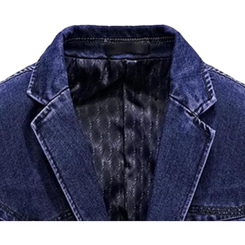 Mens Three Button Denim Suit Jacket Slim Fit Autumn Blazer Sport Coat Lapel Vintage Jean Suits Jackets4