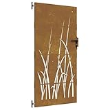 vidaXL Puerta de jardín Acero corten diseño Hierba 85x175 cm, Puerta de jardín con Cerradura