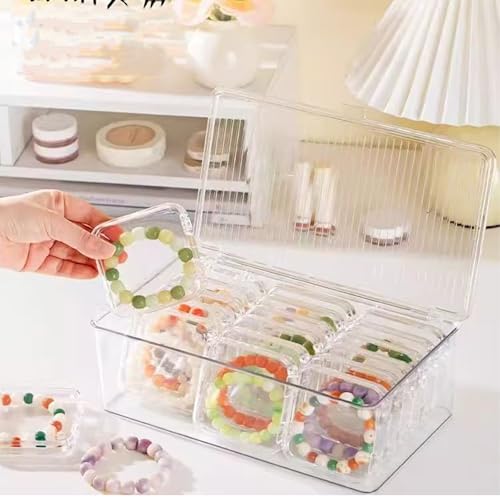 SZCYKJMY Acrylic jewelry box, jewelry desktop storage box, transparent dust-proof and moisture-proof jewelry finishing box, portable flip box +21 independent bracelet boxes.