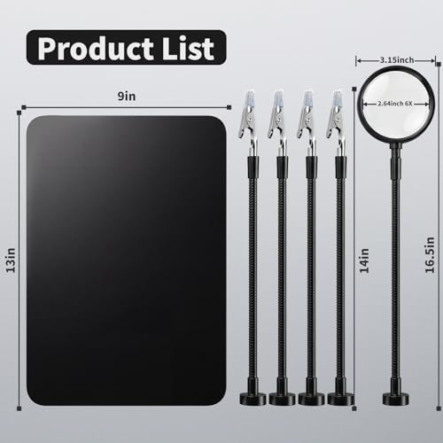 Image of Helping Hands Soldering Station with 5X Magnifying Glass, Soldering Holder Metal Circuit Board Holder 4 Flexible Metal Arms Magnetic Helping Hand for Soldering, Assembly, Repair