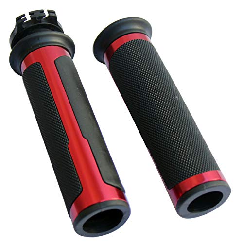 Motortogo One Pair Red Motorcycle 7/8" Handlebar Grips Gel With Throttle Tubes Compatible For 1982 Honda Goldwing 1100 Gl1100I Interstate #TOP1
