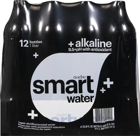 smartwater alkaline with antioxidant Water, 33.81 fl. oz., 12 Bottles/Pack (786162411167)