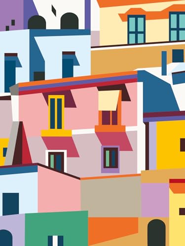 Ravensburger – CreArt Toiles 30x40 cm – Adulte – Peinture par numéros – Colorful Houses – Loisir créatif – 25527