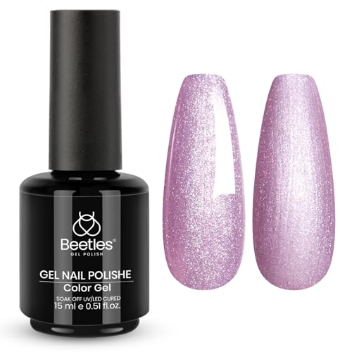 Image of Beetles Glitter Gel Nail Polish - 15ml Spring Summer Gel Polish Light Purple Lilac Bloom Colors Soak Off UV LED for DIY Salon Home Manicures Gift for Women Girls
