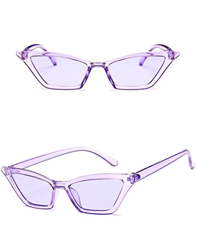 Image of W&Y YING Small Cat Eye Sunglasses for Men and Women Skinny Retro Frame Y2K Shades Trendy Fun Fashion Glasses