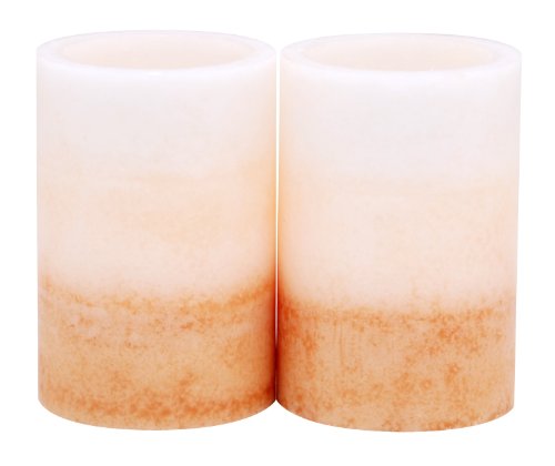 kieragrace 2 by 3-Inch Tri-Layer LED Pillar Candles, Mini, Amber Vanilla Fragrance, Set of 3
