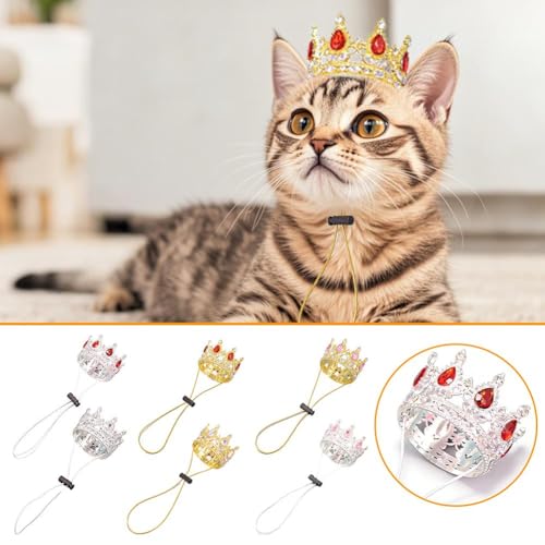 Corona para mascota ajustable con piedras brillantes miniatura 3