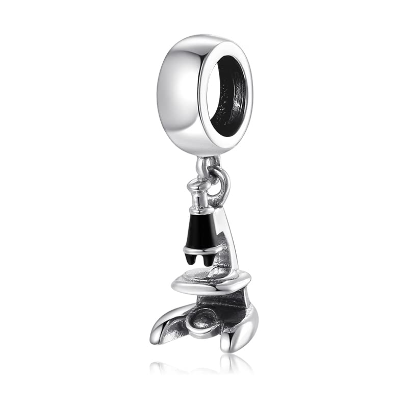 Charm Microscopio Biología Análisis Biólogo Ciencia en plata 925 - Les Folies para Pandora, Plata de ley, Circonita cúbica