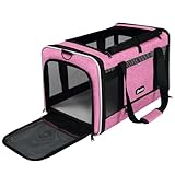 GAPZER Cat Carrier 18x11x11 Delta Airline Approved, Easy Load Soft Pet Plane Travel Bag 15 pounds, Teacup Dog Crate 12 lbs, Yorkie Kennel Carrying Case, Kitten Toy Poodle Mesh Cage up to 20lbs Pink