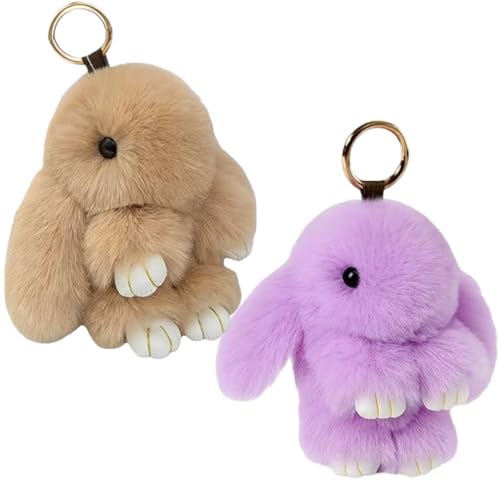 Xinlon 2 Pièces Porte-Clés de Lapin, Porte-clés en peluche lapin, Clés Mignon En Peluche Lapin Porte, Doux et adorable, Voiture Porte-clés, Pendentif...