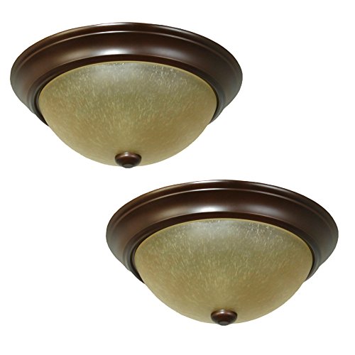 (BROKEN )2-Pack 13-in W Bronze Flush Mount Light