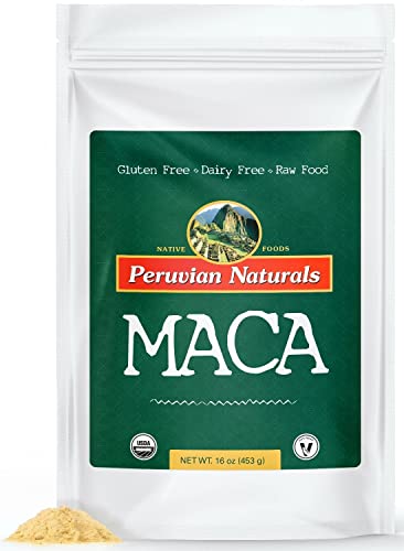 Organic Maca Powder 1lb (453g) - Peruvian Naturals | Certified-Organic, gelatinized Maca Root Powder, Energy Supplement