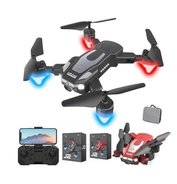 Compatable for FROWWY J2 Drone with 4K HD Camera, 360° Rotation, 110° Wide-Angle Lens, 45° Adjustable Camera, LED Lights, Carrying Case