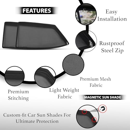 Dreamrow Magnetic Sunshades Compatible with Maruti XL6 | Front Half & Rear Zipper Curtains | Black | Pack of 6 - Image 2 thumbnail