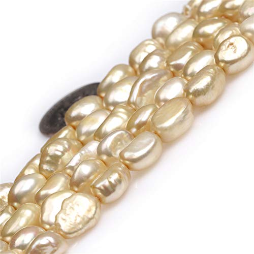 JOE FOREMAN 8-9x10-11mm Freshwater Cultured Pearl Semi Precious Gemstone Olivary Gold Loose Beads for Jewelry Making DIY Handmade Craft Supplies 15