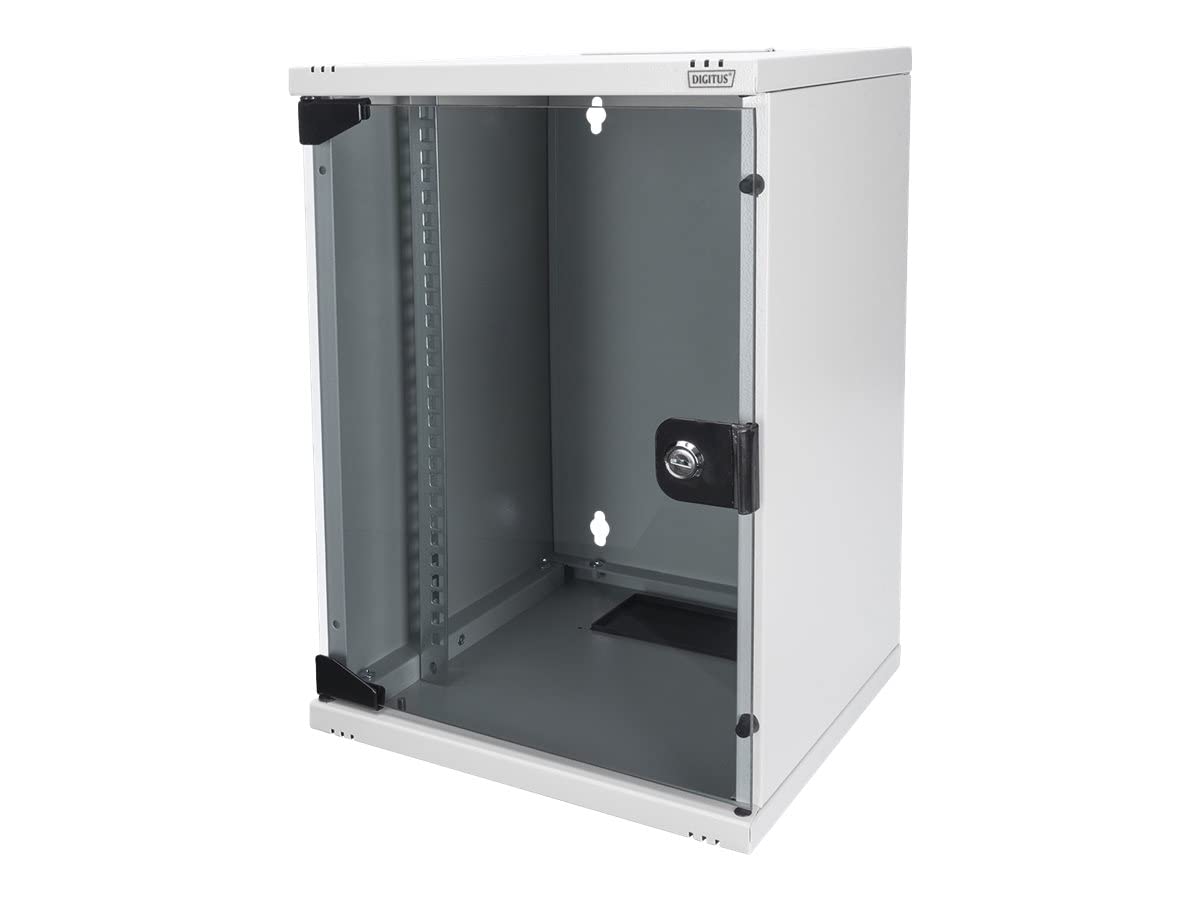 DIGITUS Zestaw 10 cali - Szafka sieciowa 9 U SOHO seria szara - półka - listwa gniazdowa - 8-portowy panel krosowy - 8-portowy przełącznik gigabitowy