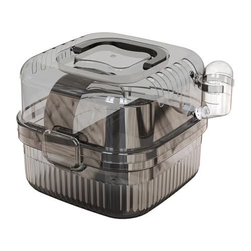Ladfrol 2個入りです ハムスターキャリーケージ、給水器付き、逃げにくい、通気孔、通気性良好、小動物 (透明な黒です)