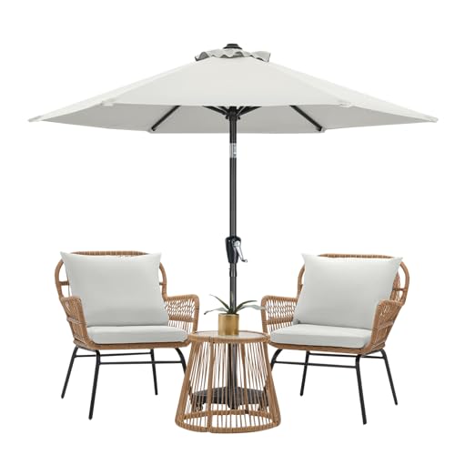 MasterCanopy 230 cm Sonnenschirm neigungsverstellbar, mit 6 Rippen und Kurbel, für Patio, Garten,...